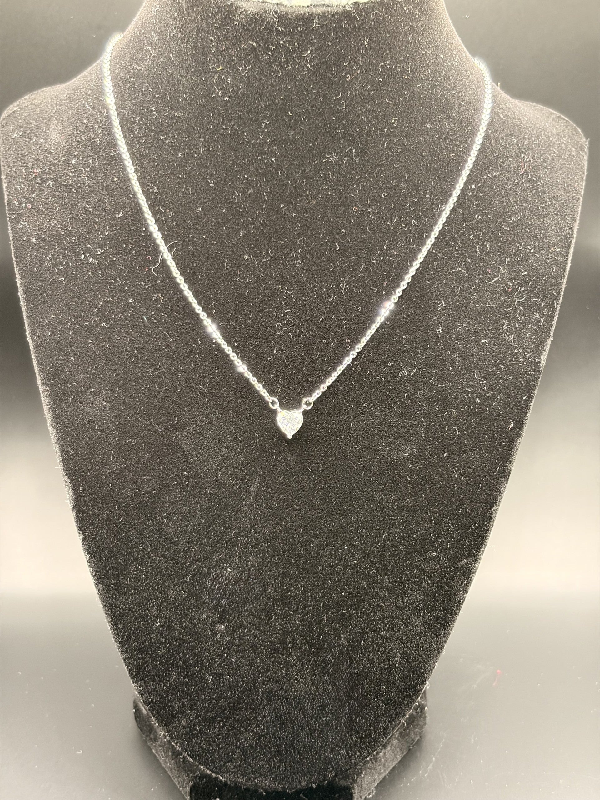 Silver Chain with Moissanite Heart Pendant