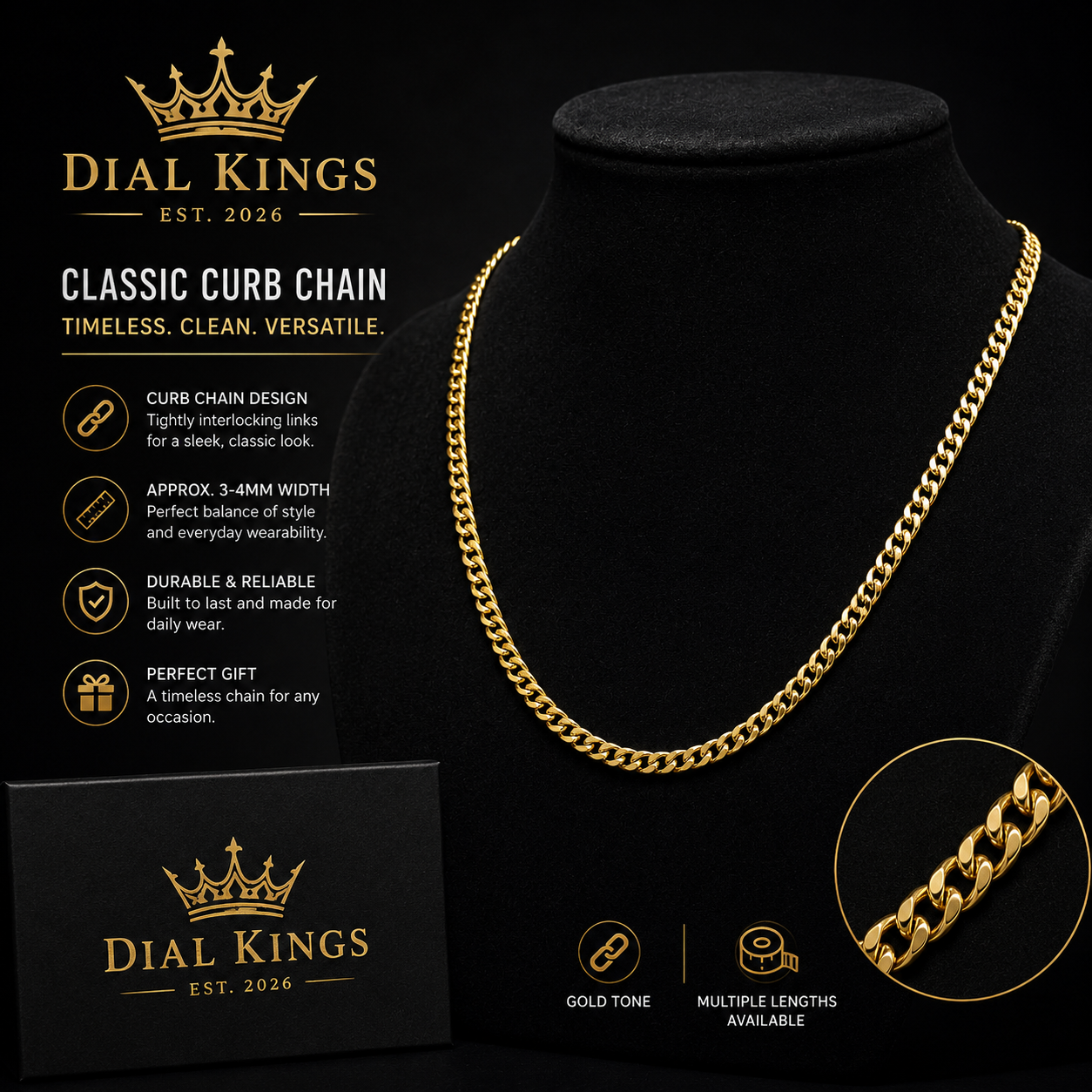 4MM Cuban Curbed Chain