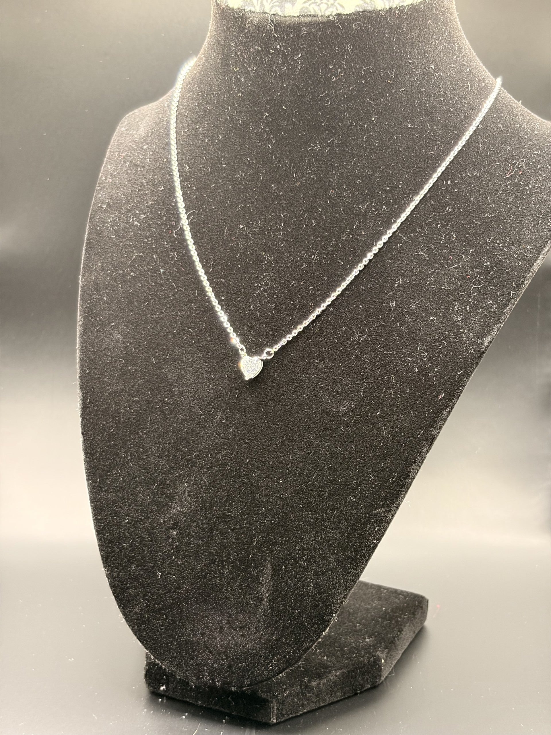 Silver Chain with Moissanite Heart Pendant